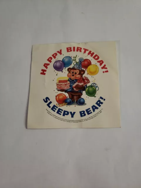 TRAVEL LODGE Sticker TRAVELODGE Happy Birthday SLEEPY BEAR 3" Rare Vintage