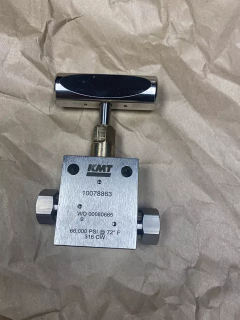 New Open Box KMT 10078863 High Pressure 2 Way Valve Stainless Steel 66,000 PSI