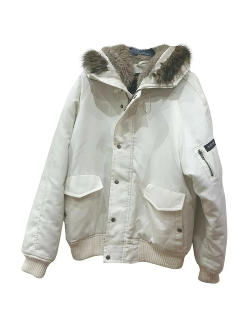 WOOLRICH GIUBBOTTO BOMBER corto cordura SHORT WHITE PARKA piumino