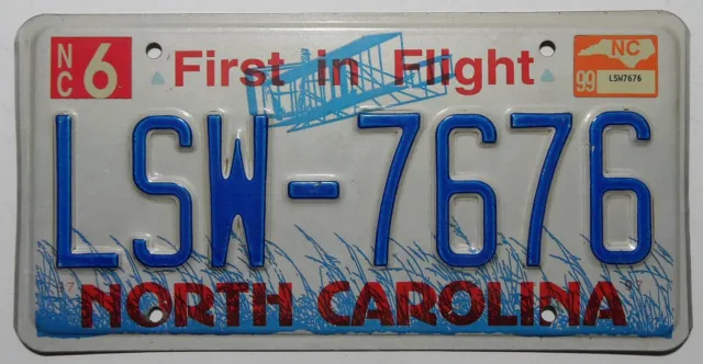 USA Nummernschild aus North Carolina "First in Flight" Doppeldecker "LSW".