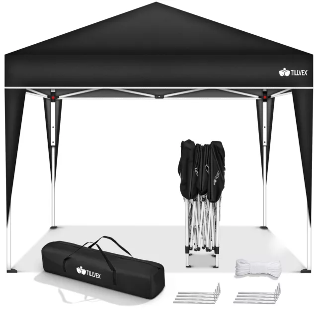 RETOURE Pavillon 3x3m Schwarz Wasserdicht Gartenzelt Faltpavillon Pop Up Zelt