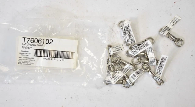 Lot of 10 Campbell 1/4" Spring Snap Round Eye Swivel Nickel Coated T7606102