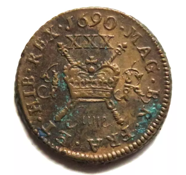 Ireland - Gunmoney.. 1690 June- James 11, Halfcrown..  Small size..  gVF