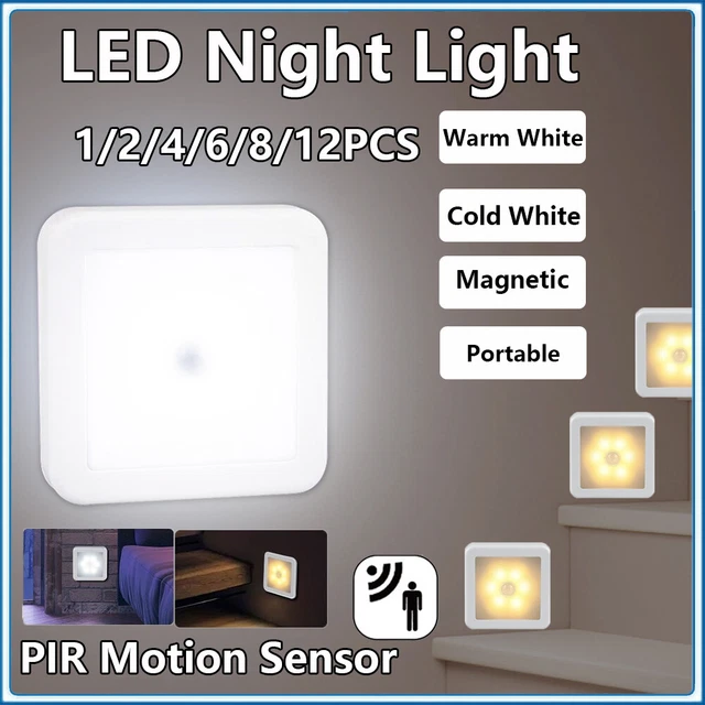 USB 8LED MOTION Sensor Light Wireless PIR Battery Wall Cabinet 2/3/4/5 ...