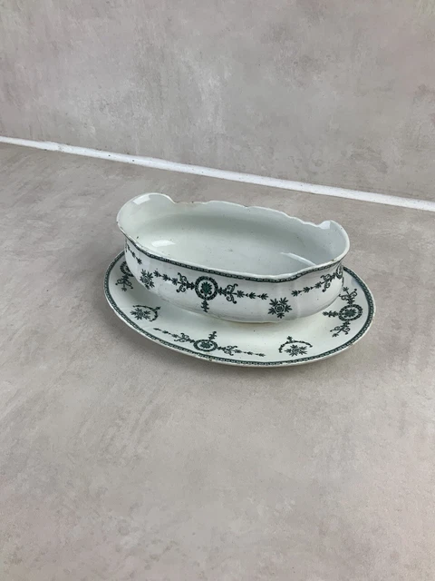 Belle XXe saucière, plat en porcelaine opaque de Gien Malmaison terre de fer