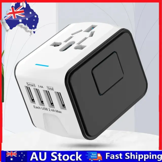 Outlet Adapter 4USB AC Power Plug Adapter for USA EU UK AU Cell Phone Laptop