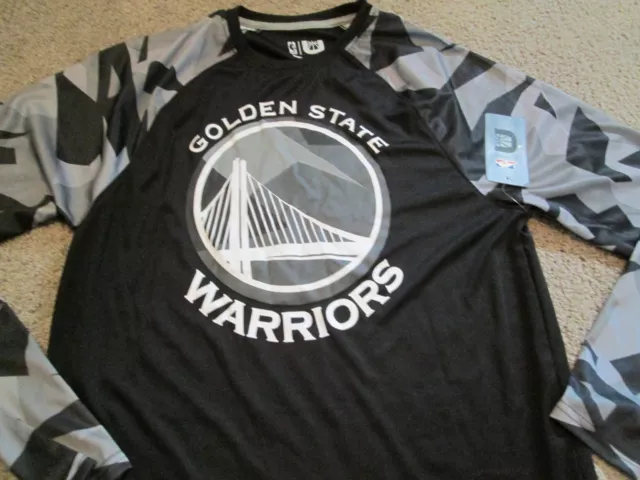 New Golden State Warriors Mens Pullover Blk w/ Geometric Sleeves LG FREE SHIP
