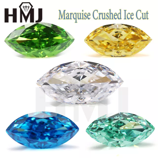 Crushed Ice Marquise Loose CZ Stone 5A Cubic Zirconia Carbon Diamond All Color