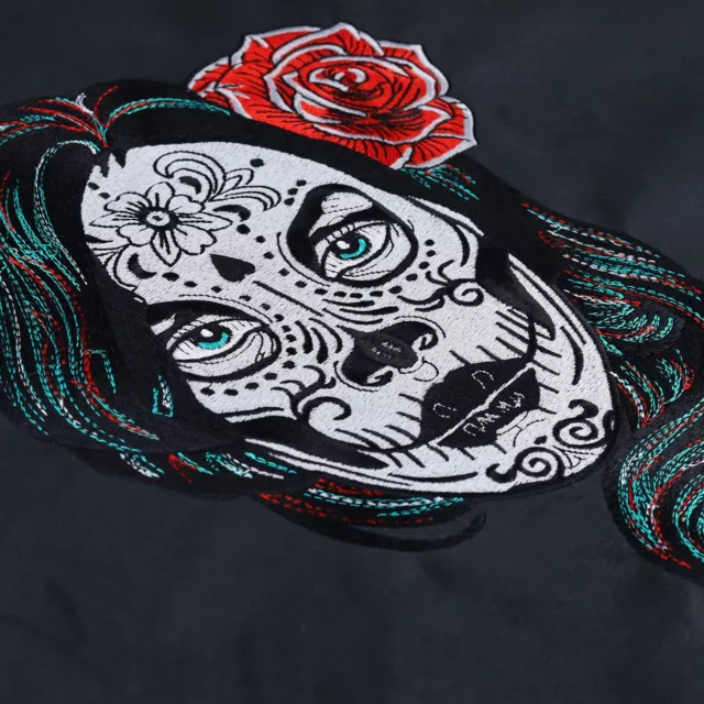 Totenkopf LADY mit Rose PREMIUM Kissen tribal Skull Tattoo Dekokissen  - 40x60cm 3