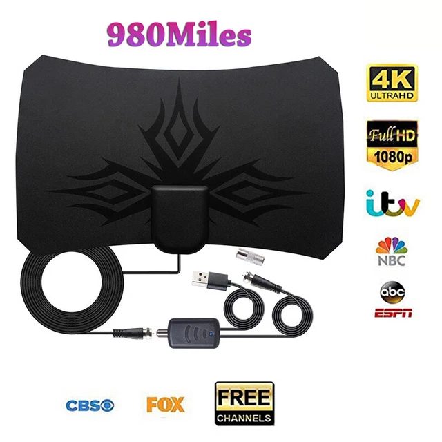 4K Aerial HDTV 980 Mile Indoor Antenna TV Digital 1080P Skywire Signal Amplifier