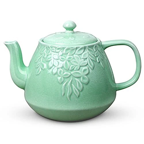 Teapot, Porcelain Tea Pot with Infuser and Lid, Blooming