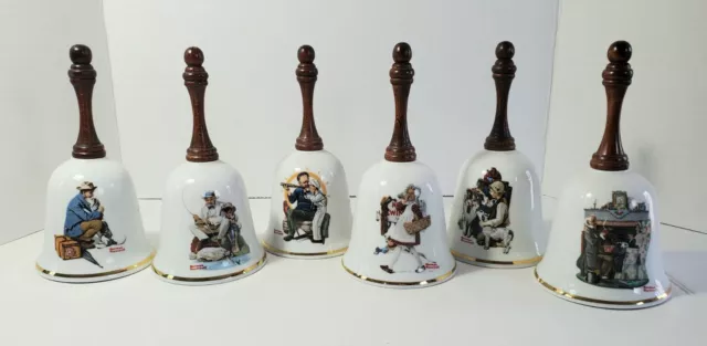 Set 6 Norman Rockwell Bell Collection  VINTAGE Danbury Mint Sept.1983 Porcelain