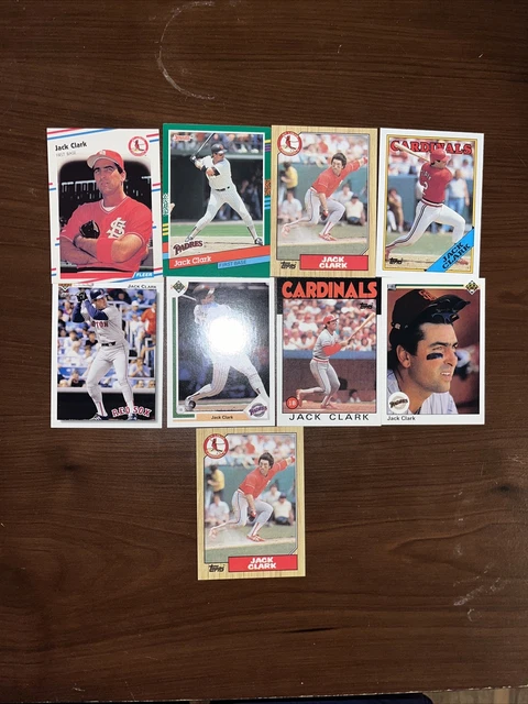 Jack Clark Lot of 9 Red Sox, Padres, Cardinals 8 Different Cards Base