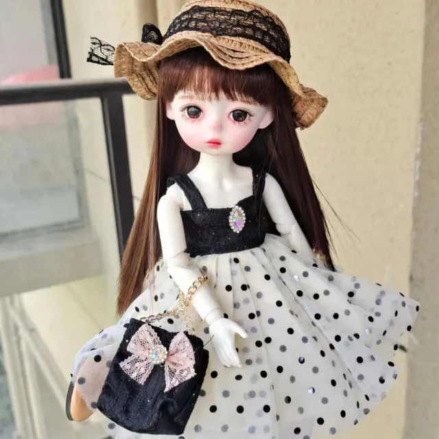 1/6 BJD Doll Cute Girl Doll with Dress Shoes Hat Full Set Finished Toy Kids Gift