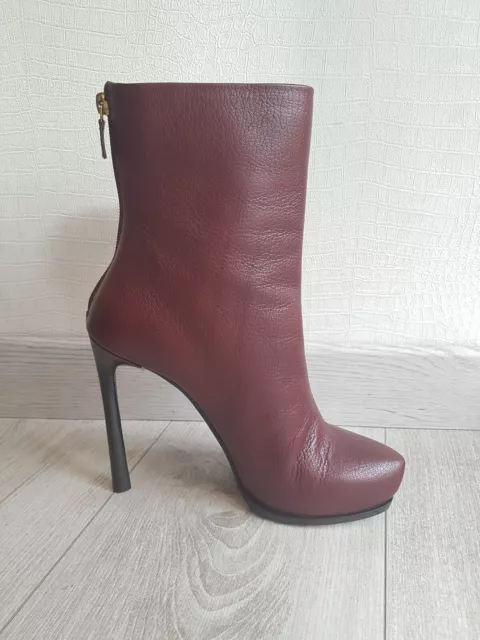 BOTTINES LANVIN en cuir bordeaux / BOOTS LANVIN POINTURE 39 / Très bon état