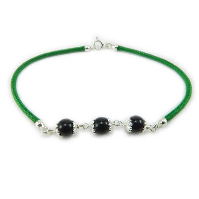 Bracciale Bimbi In Argento 800‰ Con Onice E Coccu, Portafortuna Filigrana Sarda, Lunghezza 19,5 Cm - 2