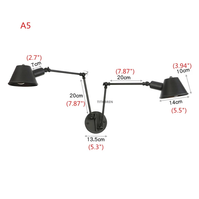 Black Vintage Swing Arm Wall Lamp Reading Light Adjustable Iron Loft Wall Sconce