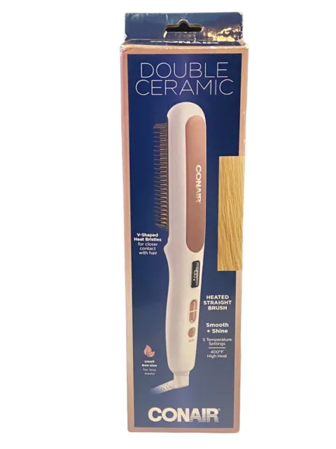 Conair Double Ceramic Heated Hair Styling Straight Brush # BC700 (Open Box)