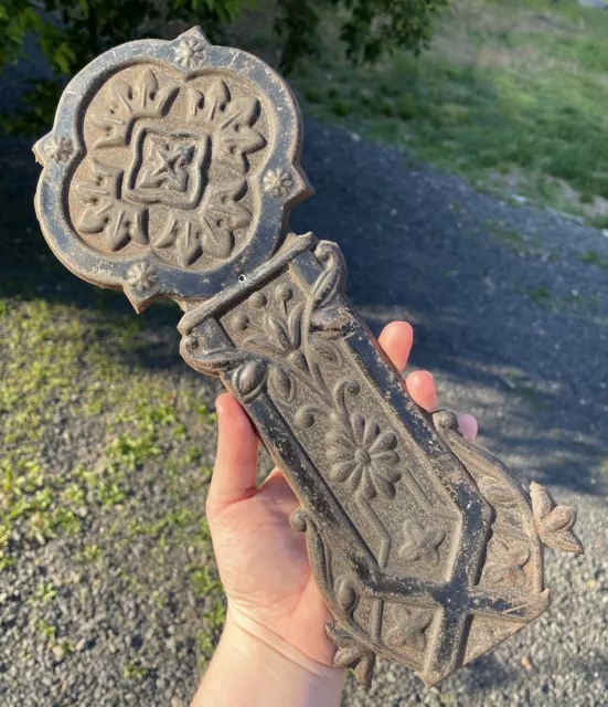Antique Victorian Tin Ornate Key Shaped Tile 19th C. Wall Plaque Art Eastlake