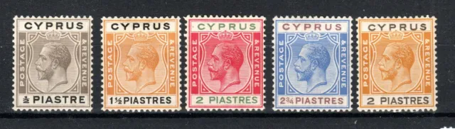 cyprus 1924-25 values to 2 3/4pi SG 104, 107, 108, 109, and 121 MH