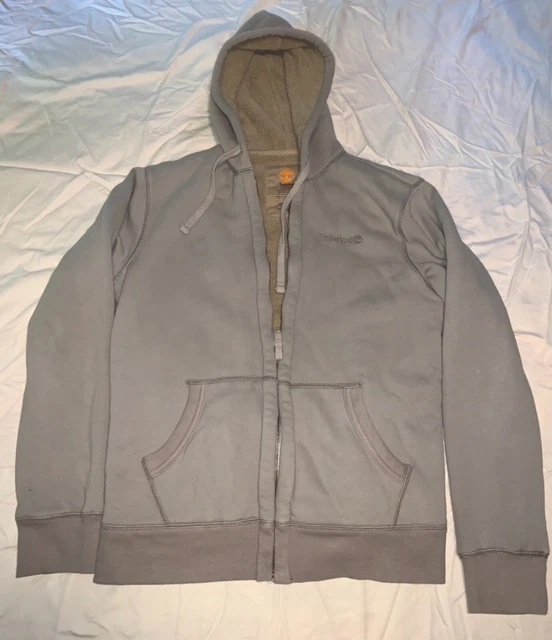 Timberland Mens Size Medium  Sherpa Lined Full Zip Hoodie Gray