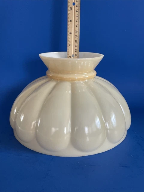 Vintage GWTW 10" Fitter Tan Straight Top Oil Or Electric Glass Melon Lamp Shade 2