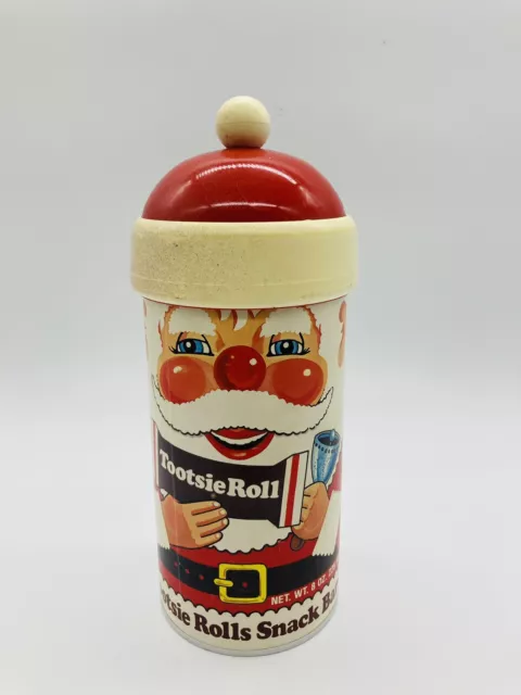 Vintage Tootsie Roll Christmas Santa Container Cardboard & Plastic Cracked Hat