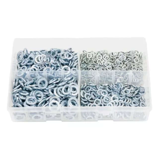 1000Pcs Assorted Box of Spring Washers Imperial 3/16 1/4 5/16 3/8 Rect Sect BZP