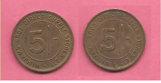 GB British Williams Bros. Direct Supply Stores Ltd 5/- token / coin.