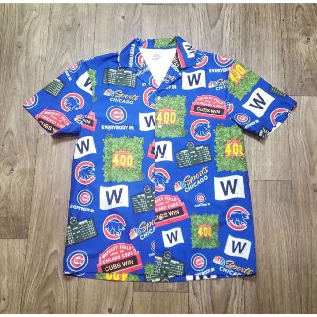 MLB Chicago Cubs Stadium Giveaway Button Up Shirt Adult XL Blue Wrigley Field