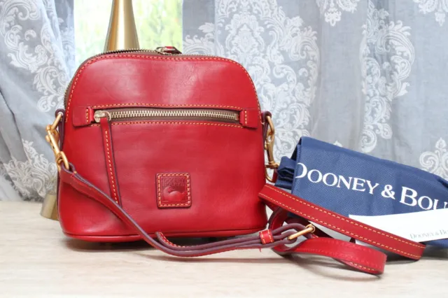 NWT Dooney & Bourke - Florentine Leather Domed Crossbody - Cherry Red - Dust Bag