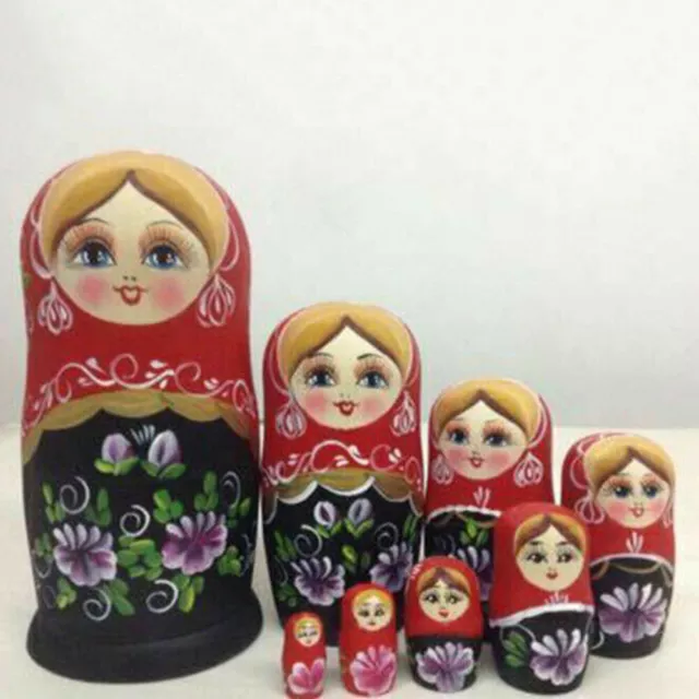 8Pcs Handmade Russian Nesting Wooden Dolls Matryoshka Birthday Toys Gifts