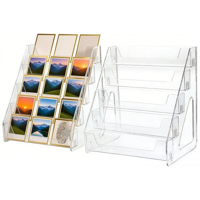 Présentoir Transparent Et Doré Pour Cartes De Visite, Minéraux, Petits Objets - 6x6x5.5 Cm - Acrylique Et Métal Porte Carte Doré Stable 6x6x5.5 Cm