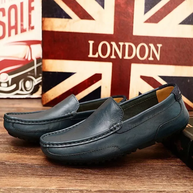 Men Leather Slip On Loafers Casual Driving Boat Deck Moccasin Shoes UK Size New