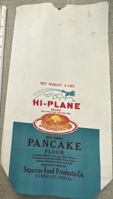 VTG Hi-Plane Pancake Flour Bag Empty Superior Food Products Co. Findlay Ohio