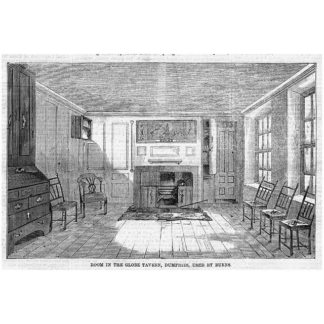 DUMFRIES Room in the Globe Tavern used by Robert Burns - Antique Print 1859
