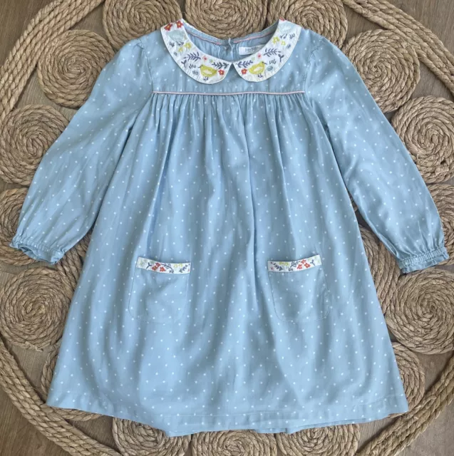 Mini Boden Baby Girls Embroidered Spring Floral Chick Collar Dress 3 4 Yrs 🐣