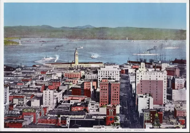 Vintage Print View of San Francisco Showing Harbor Oakland Mount Diabolo