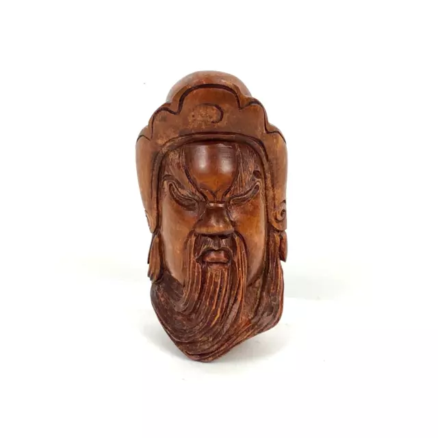 Japanese Wooden Boxwood Netsuke Hand Carved Wise Warrior King NOS 2.25"