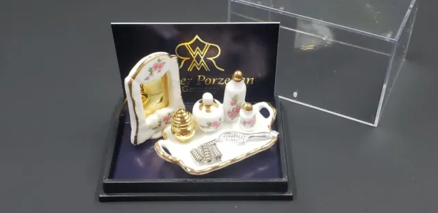 Reutter Porcelain Dollhouse Miniature Vanity Set Ladies Dresser Accessories NIB
