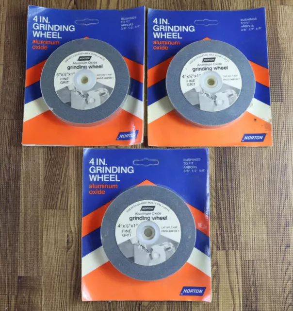 Norton 4''Grinding Wheel Aluminum Oxide T-43F 88160-1 4"x1/2"x1" LOT OF 3