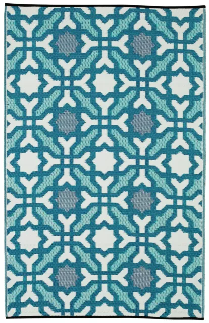 Seville Blue Multicoloured Recycled Plastic Outdoor Rug Waterproof Reversible