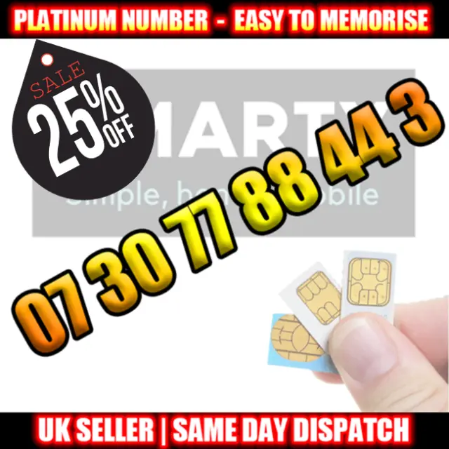 Numero PLATINO - SIM Pay As You Go - 07 30 77 88 44 3 - numero di cellulare VIP - B19
