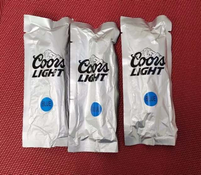 Lot of 3 Coors Light BEER Ad Promo Blue Glow Sticks Collectible Advertising NIP