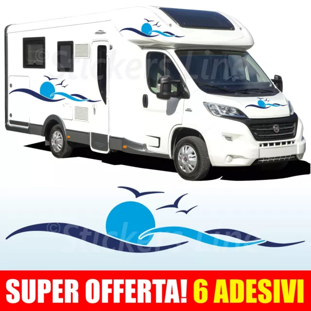 6 Kit Adesivi per Camper mod. HOLIDAY Arca Roller Team Laika Elnagh Hymer Adria