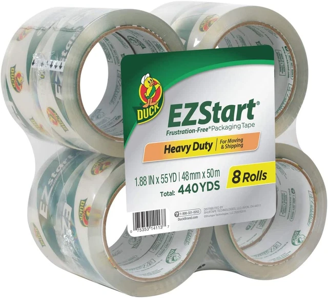 Duck EZ Start Packing Tape, 1.88 Inches X 54.6 Yards, Clear, 8 Pack (282404)