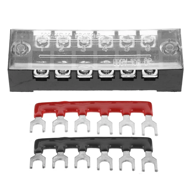 5 set blocco terminale fisso plastica 6 posizioni striscia doppia fila