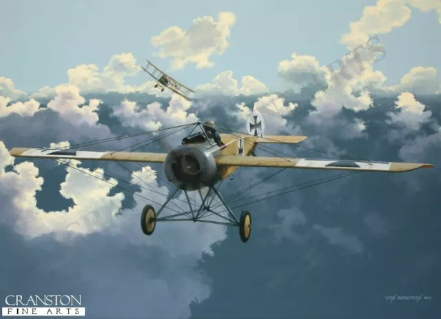 German fighter ace Max Immelmann aviation art post card  Fokker's Eindecker
