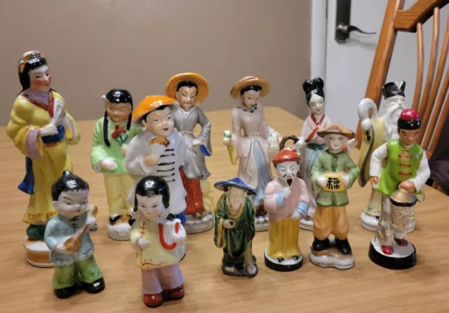 Mixed Lot Of Occupied Japan Porcelain Asian 13 Figurines Lot