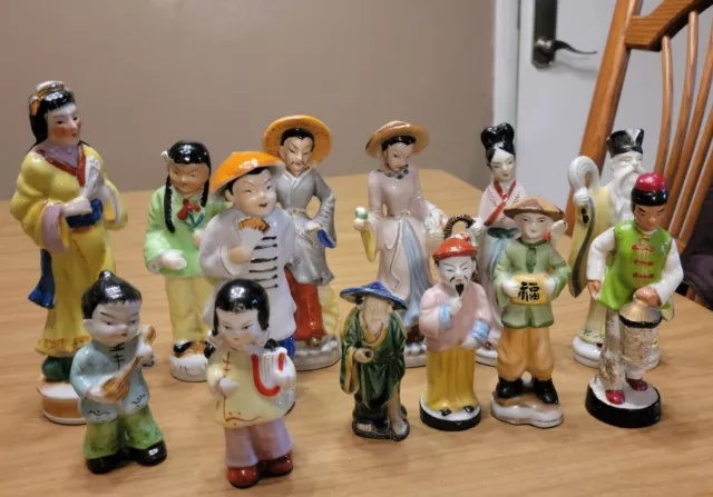 Vintage RARE Occupied Japan Porcelain Asian 13 Figurines Lot